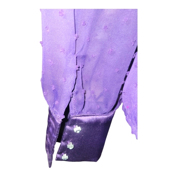 Beautiful sheer Ms Bling purple blouse with tie size large - Picture 5 of 6